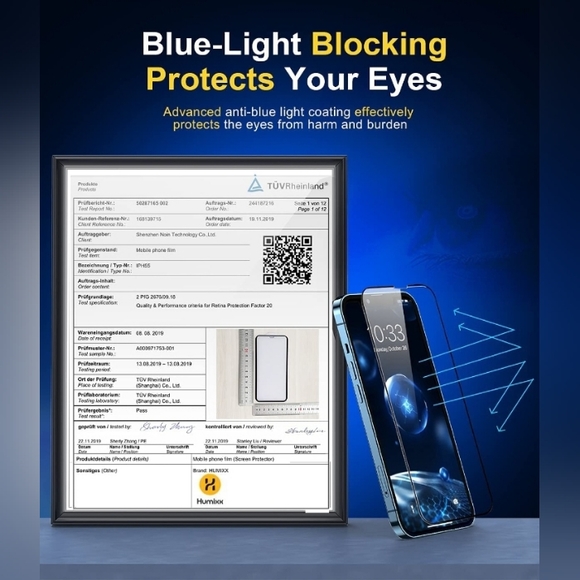 Humixx Diamond Shatterproof Designed for iPhone 13/13 Pro Screen Protector 1PK - Picture 5 of 10